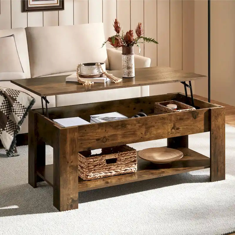 Yaheetech 47.5 Lift Top Coffee Table, Hidden Compartment/ Open Shelf