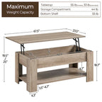 Yaheetech 47.5 Lift Top Coffee Table, Hidden Compartment/ Open Shelf