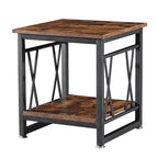Ledel Industrial Wood Side Table End Table with Storage Shelf