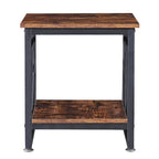 Ledel Industrial Wood Side Table End Table with Storage Shelf
