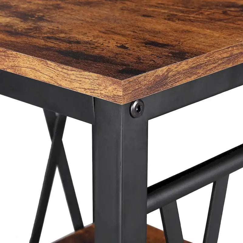 Ledel Industrial Wood Side Table End Table with Storage Shelf