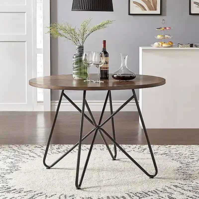 Mabel 42-inch Iron and Wood Round Dining Table or Dining Set by iNSPIRE Q Modern