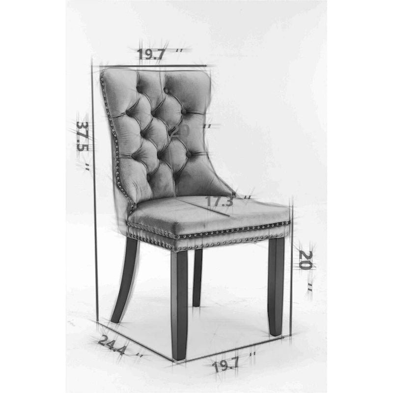 High-end Tufted Upholstered Nailhead Trim Dining Chair, Set of 2
