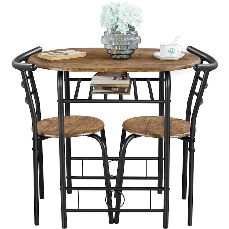 Yaheetech Modern Round Dining Table Set, 3 Piece Dining Room Sets
