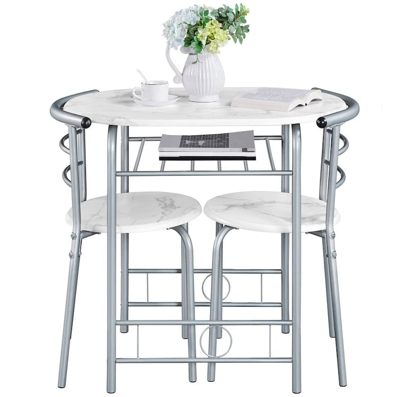Yaheetech Modern Round Dining Table Set, 3 Piece Dining Room Sets