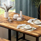 Mieres Vintage Industrial Style 3 Piece Dining Table with 2 Benches Set, Space Saving Kitchen Dining Room Bar Table Set