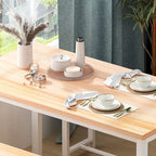 Mieres Vintage Industrial Style 3 Piece Dining Table with 2 Benches Set, Space Saving Kitchen Dining Room Bar Table Set