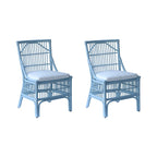 Rattan Slat Back Cushioned Dining Chairs, Set of Two by East at Main