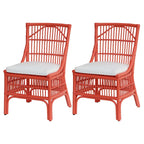 Rattan Slat Back Cushioned Dining Chairs, Set of Two by East at Main
