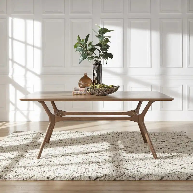 Nadine Mid-Century Dark Walnut Finish Rectangular Dining Table by iNSPIRE Q Modern