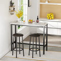 3 Piece Kitchen Pub Dining Set, Modern Faux Marble Counter Height Bistro Bar Table Set with 2 PU Leather Bar Stools
