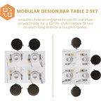 3 Piece Kitchen Pub Dining Set, Modern Faux Marble Counter Height Bistro Bar Table Set with 2 PU Leather Bar Stools