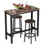 3 Piece Kitchen Pub Dining Set, Modern Faux Marble Counter Height Bistro Bar Table Set with 2 PU Leather Bar Stools