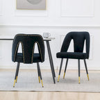 Set of 2 Modern & Contemporary Upholstered Dining Chairs with Nailheads and Metal Legs