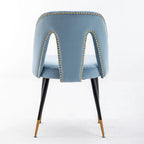 Set of 2 Modern & Contemporary Upholstered Dining Chairs with Nailheads and Metal Legs