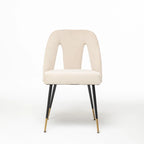 Set of 2 Modern & Contemporary Upholstered Dining Chairs with Nailheads and Metal Legs
