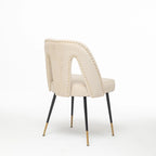 Set of 2 Modern & Contemporary Upholstered Dining Chairs with Nailheads and Metal Legs