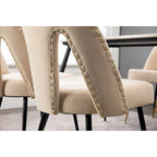 Set of 2 Modern & Contemporary Upholstered Dining Chairs with Nailheads and Metal Legs