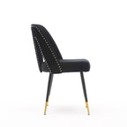 Set of 2 Modern & Contemporary Upholstered Dining Chairs with Nailheads and Metal Legs