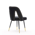 Set of 2 Modern & Contemporary Upholstered Dining Chairs with Nailheads and Metal Legs