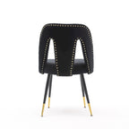 Set of 2 Modern & Contemporary Upholstered Dining Chairs with Nailheads and Metal Legs