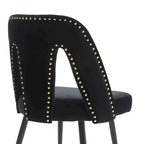 Set of 2 Modern & Contemporary Upholstered Dining Chairs with Nailheads and Metal Legs