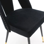 Set of 2 Modern & Contemporary Upholstered Dining Chairs with Nailheads and Metal Legs