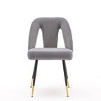 Set of 2 Modern & Contemporary Upholstered Dining Chairs with Nailheads and Metal Legs