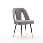 Set of 2 Modern & Contemporary Upholstered Dining Chairs with Nailheads and Metal Legs