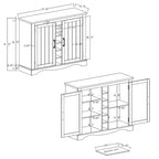 47 Marbling Countertop Buffet Bar Cabinet w/ Glass Holders