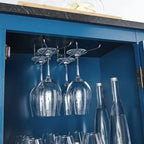 47 Marbling Countertop Buffet Bar Cabinet w/ Glass Holders