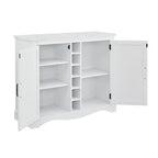 47 Marbling Countertop Buffet Bar Cabinet w/ Glass Holders