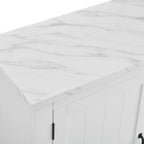 47 Marbling Countertop Buffet Bar Cabinet w/ Glass Holders