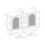 Transitional 58 2-Door Sideboard with Arched Rattan Panels for Living Room, Bedroom and Office