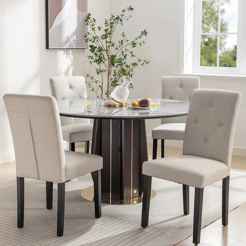 Javlergo Upholstered Dining Chairs Set of 4, Fabric or Faux Leather Dining Room Chair with Metal Legs