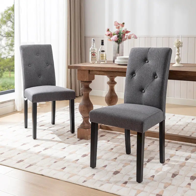 Javlergo Upholstered Dining Chairs Set of 4, Fabric or Faux Leather Dining Room Chair with Metal Legs