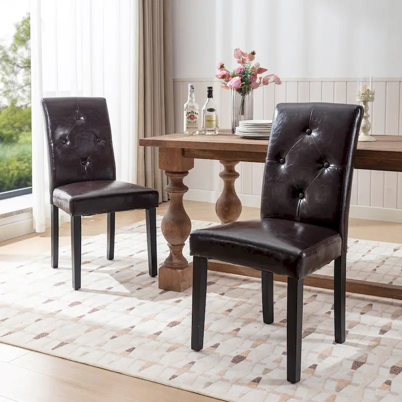 Javlergo Upholstered Dining Chairs Set of 4, Fabric or Faux Leather Dining Room Chair with Metal Legs