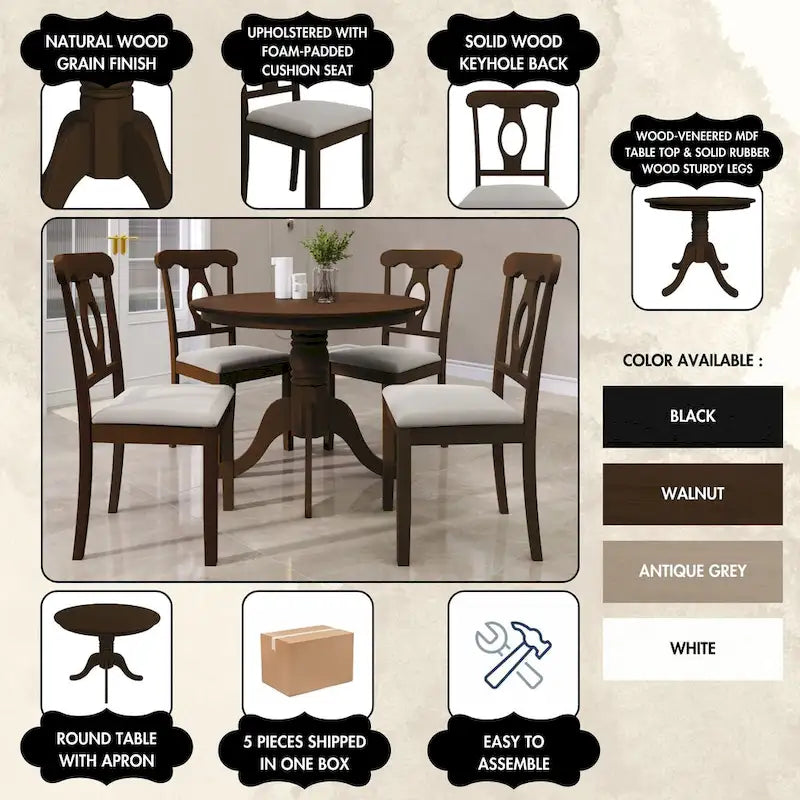 CraftPorch Mid-Century 5-piece Wooden Dining Set