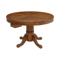 47 Inch Round Poker, Game, Dining Table, Cup Holders, Chip Trays, Oak Brown