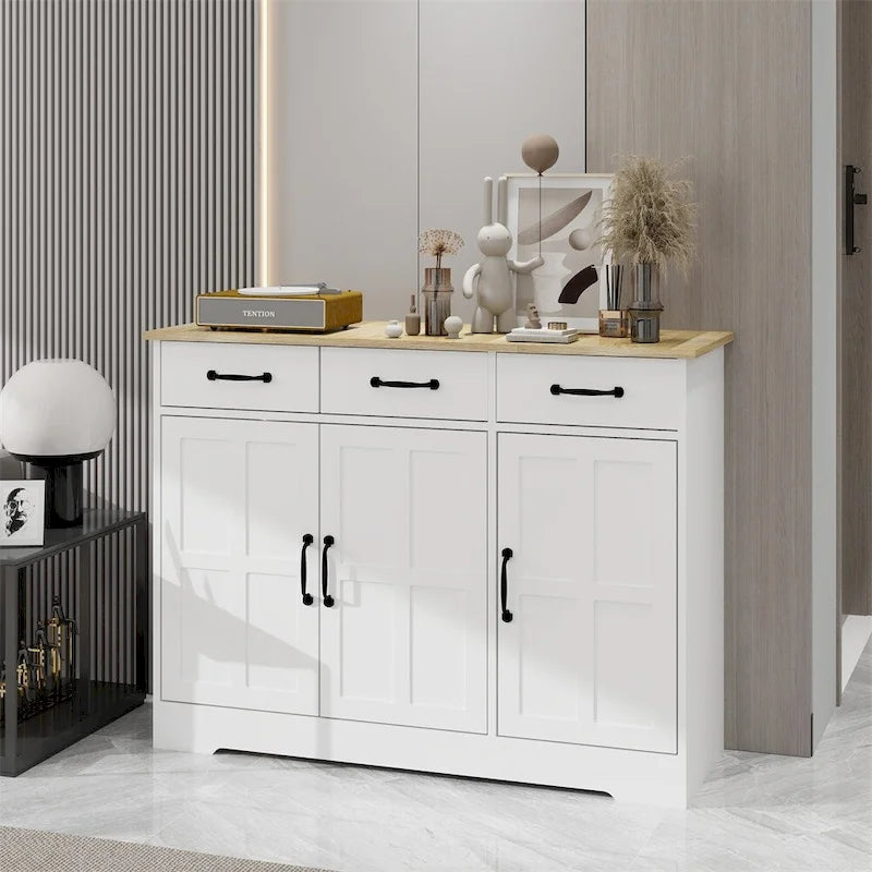 Farmhouse Buffet Cabinet Storage Sideboard with 3 Drawers and 3 Doors