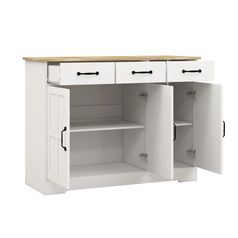 Farmhouse Buffet Cabinet Storage Sideboard with 3 Drawers and 3 Doors