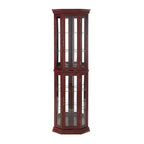 Corner Curio Cabinet with Lights, Adjustable Tempered Glass Shelves, Mirrored Back, Display Cabinet