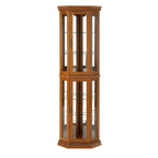 Corner Curio Cabinet with Lights, Adjustable Tempered Glass Shelves, Mirrored Back, Display Cabinet