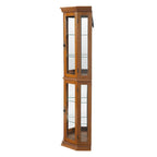 Corner Curio Cabinet with Lights, Adjustable Tempered Glass Shelves, Mirrored Back, Display Cabinet
