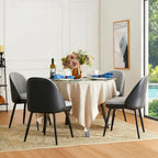 Glitzhome Modern Set of 2/4 PU Leather Mixed Fabric Dining Side Chairs with Metal Legs
