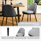 Glitzhome Modern Set of 2/4 PU Leather Mixed Fabric Dining Side Chairs with Metal Legs