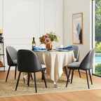 Glitzhome Modern Set of 2/4 PU Leather Mixed Fabric Dining Side Chairs with Metal Legs
