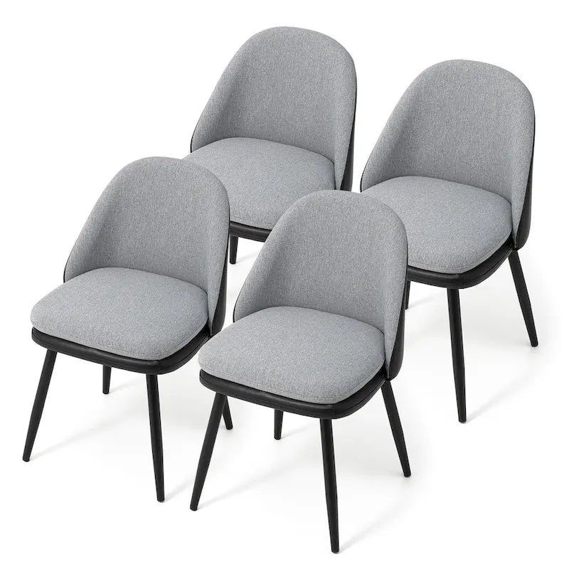Glitzhome Modern Set of 2/4 PU Leather Mixed Fabric Dining Side Chairs with Metal Legs