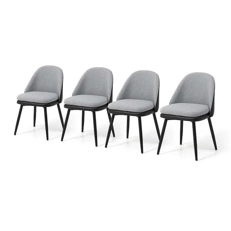 Glitzhome Modern Set of 2/4 PU Leather Mixed Fabric Dining Side Chairs with Metal Legs