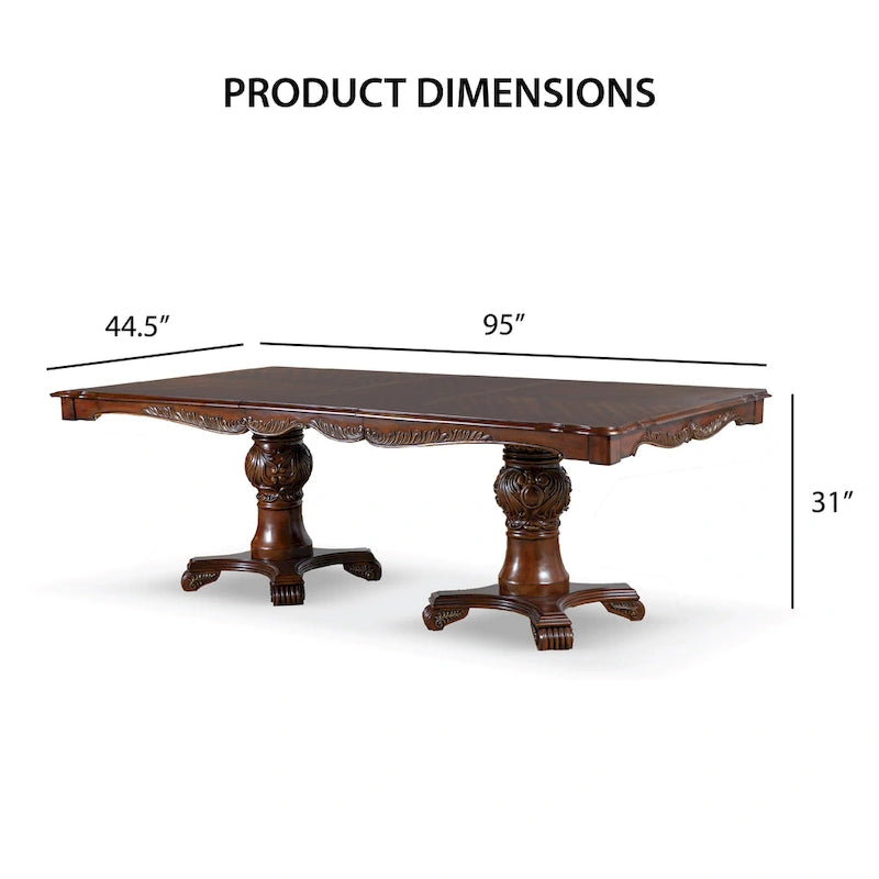 Furniture of America Eugene Traditional Solid Wood 9-Piece Expandable Dining Table Set